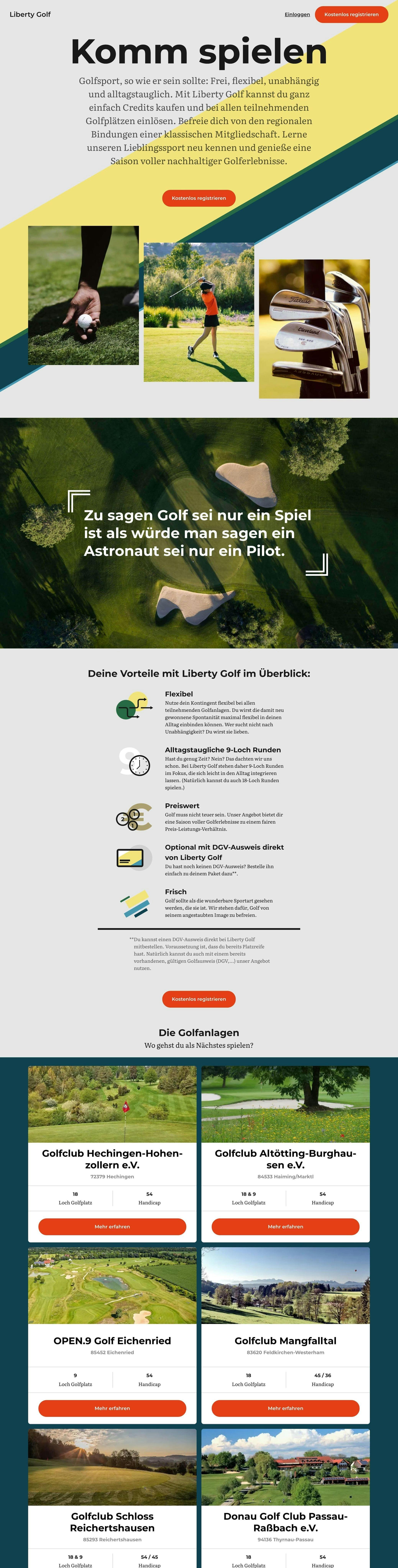 Screenshot Website Liberty Golf