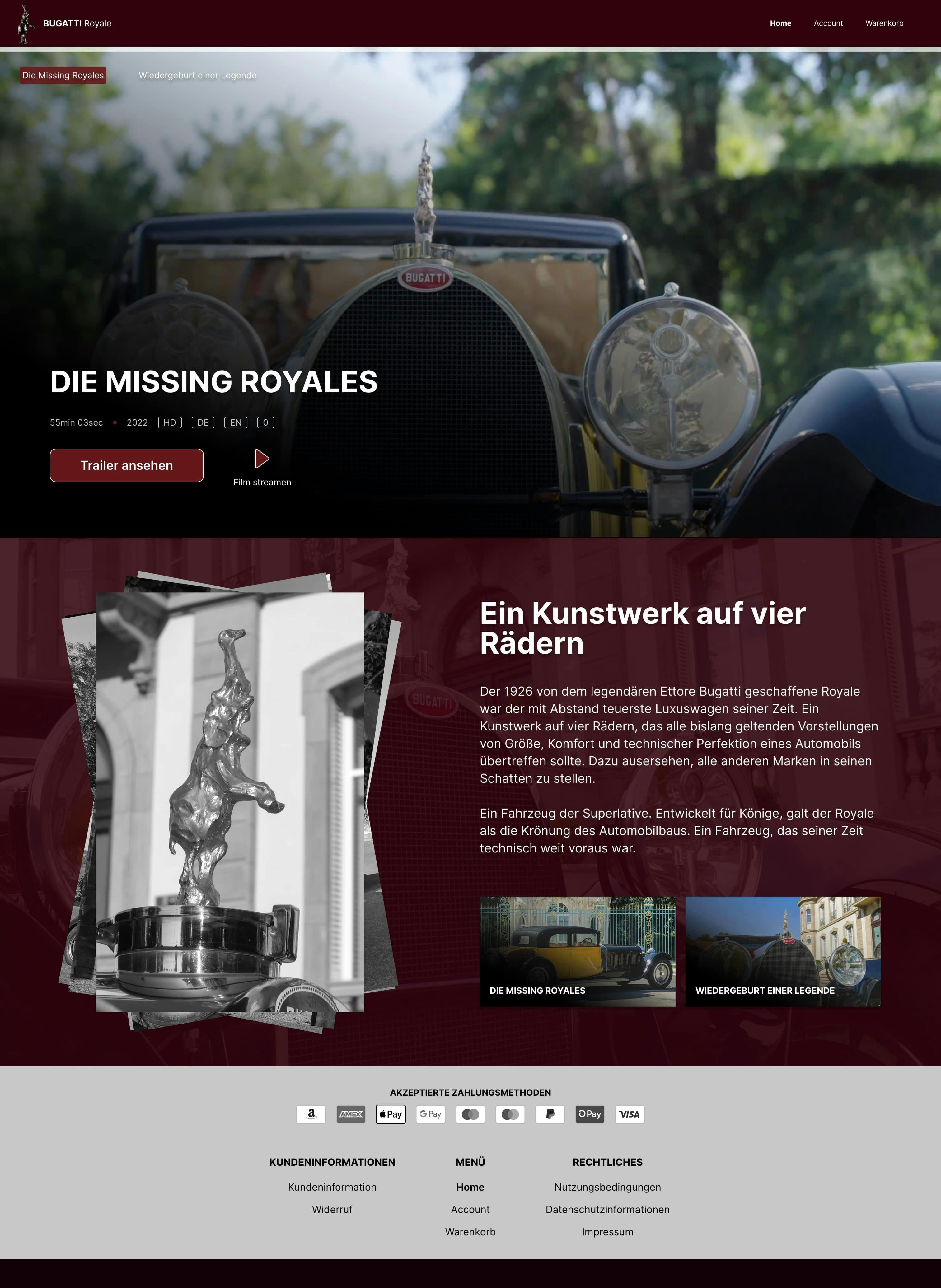Screenshot Website Bugatti Royale